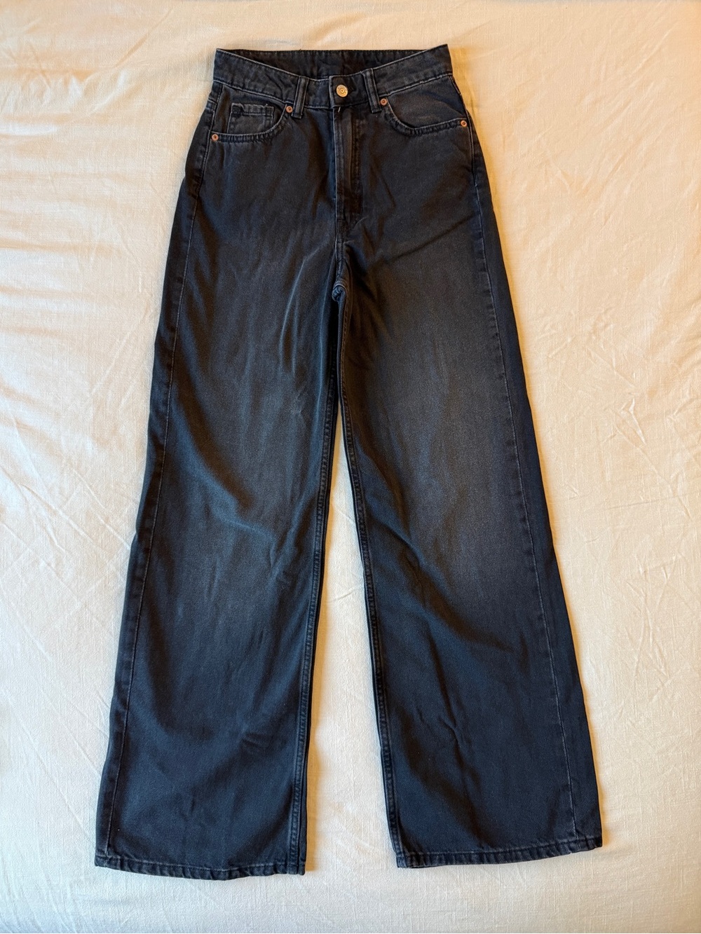H&M Black High-Rise Wide-Leg Jeans